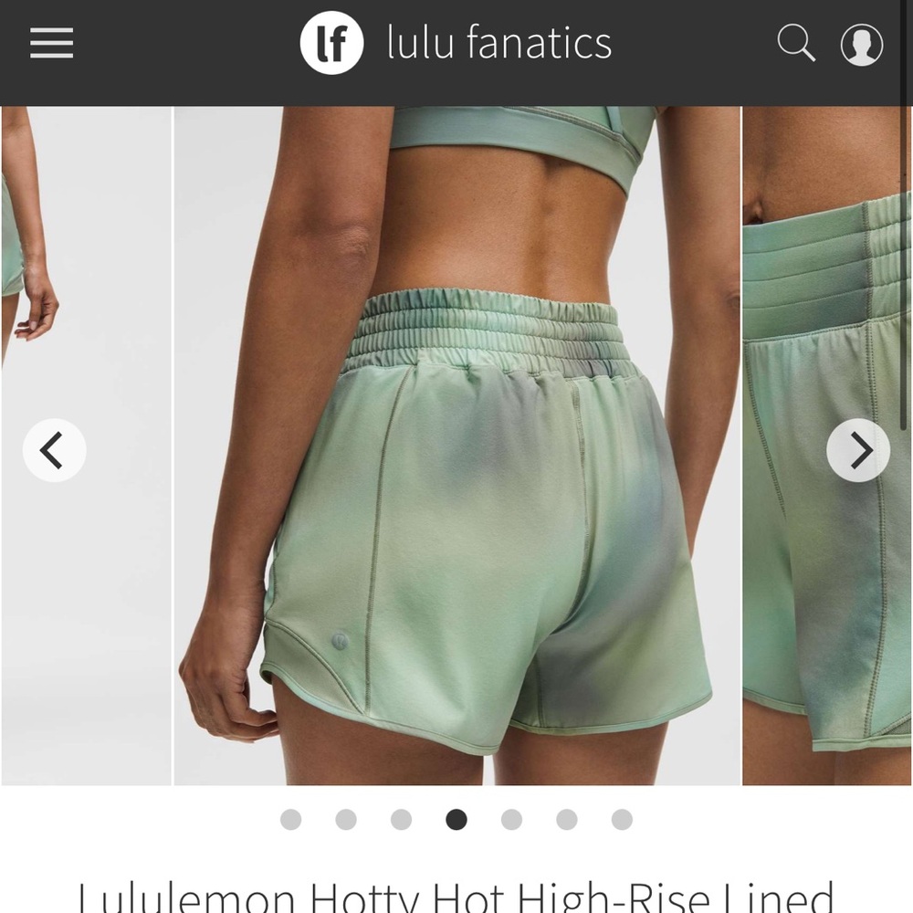 Lululemon Hotty Hot HR Short 4" Chroma Drift Green Multi / Palm Court NWT size 6